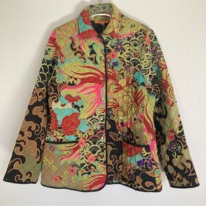 Harari 100% Silk Quilted Jacket Small Asian Inspired Bohemian Art To Wear Artsy